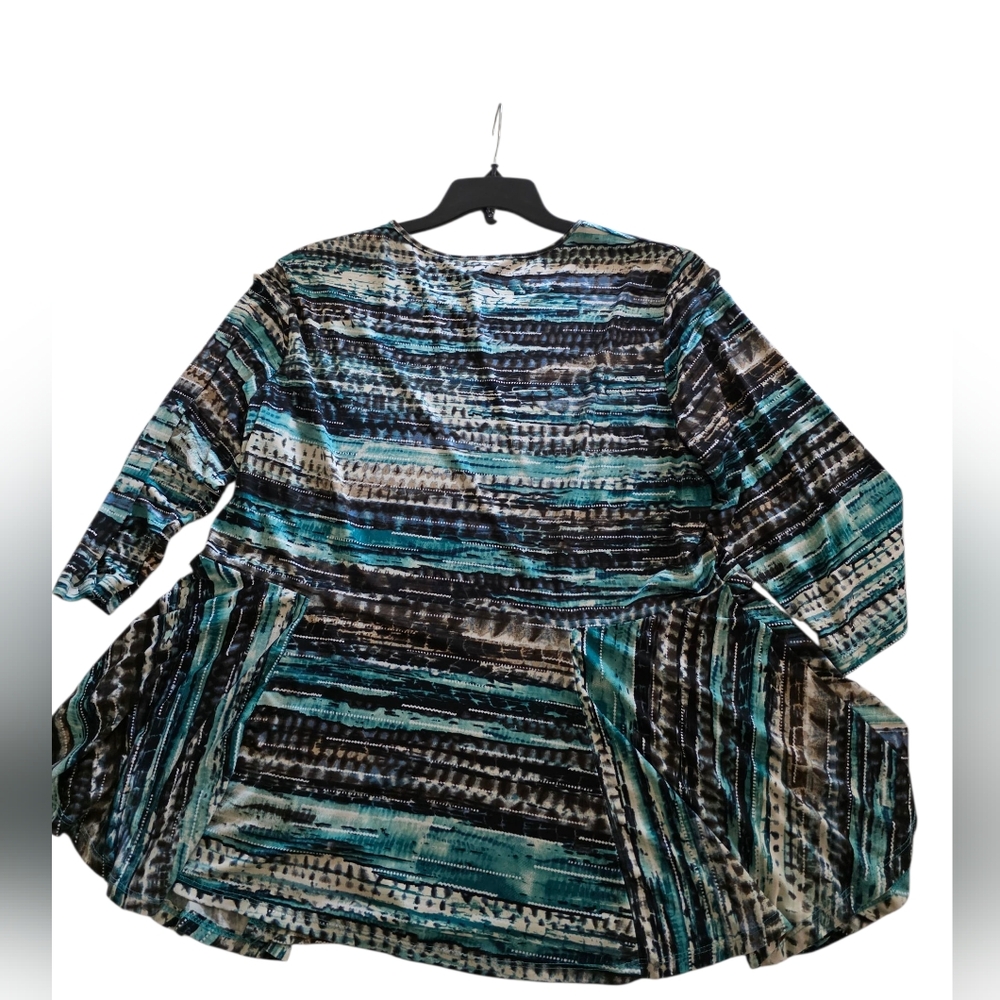 Teal and Black Patterned Women's Tunic. Great Fall Top - Picture 9 of 10